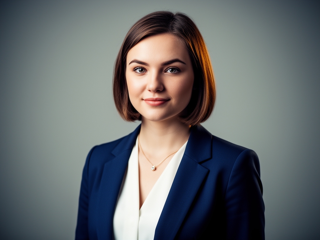 Портрет Елены Карповой, аналитика данных из Остина, женщина 29 лет с деловым видом