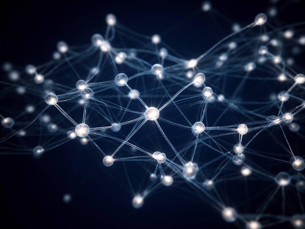 Концепция основ искусственного интеллекта: схема нейронной сети с узлами и связями на синем технологическом фоне